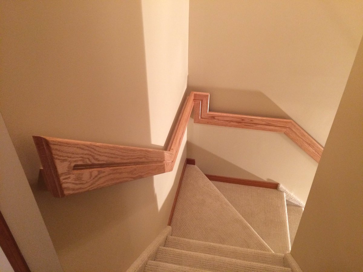 Custom milled oak handrail.