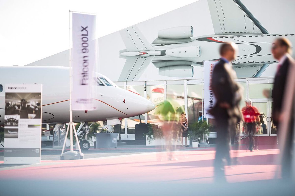 Dassault_OnAir's tweet photo. Red Carpet, Sleek Design, Great Birds and Friendly Ambiance... Welcome to our #NBBA16 Static Display. #FalconFamily https://t.co/9jD3x9Hbba