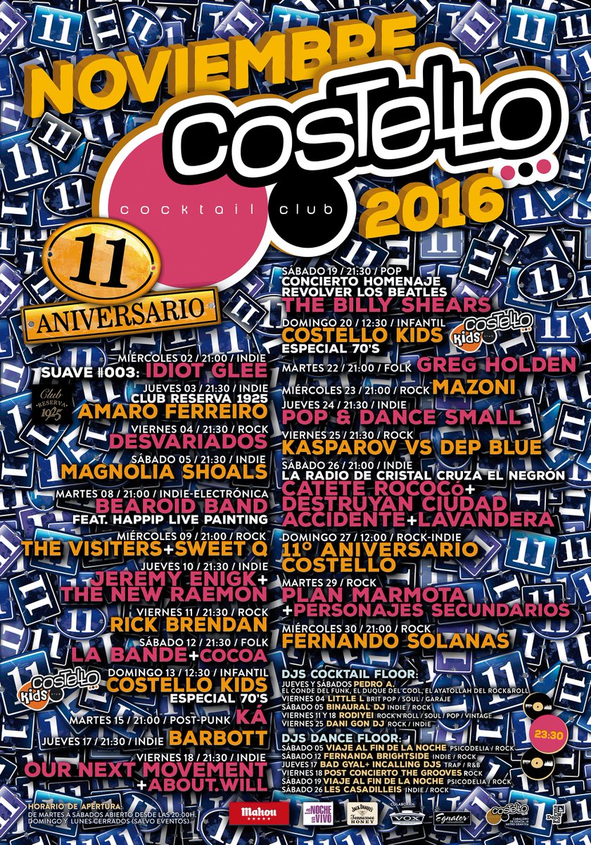 #Noviembre viene cargado de conciertazos en el <a href="/CostelloClubMad/">Costello Club Madrid</a> . #MadridAndMusic