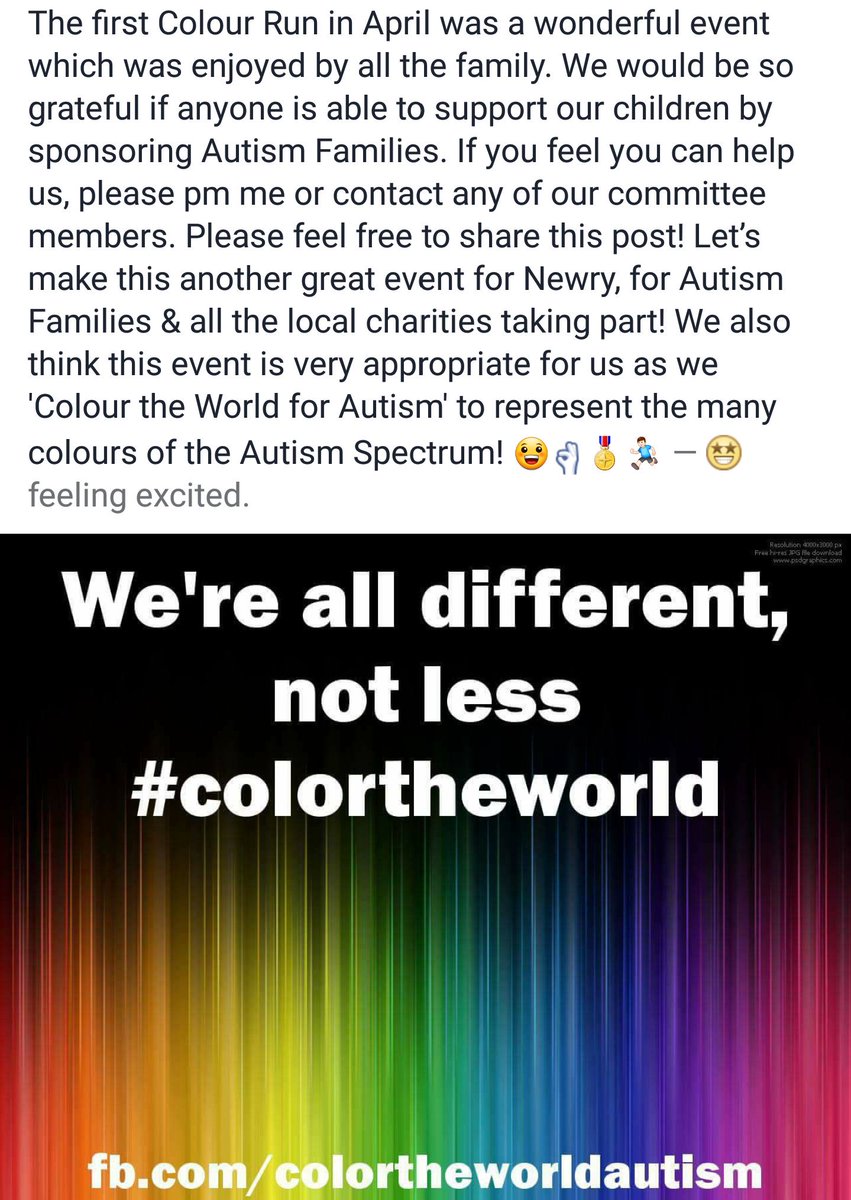 AutismFamiliesC's tweet photo. Newry's Christmas Colour Run - going to be a wonderful event - we would be so grateful for any support for #AutismFamilies 😀🏃🎖🎉 https://t.co/LkCWmmBfUf