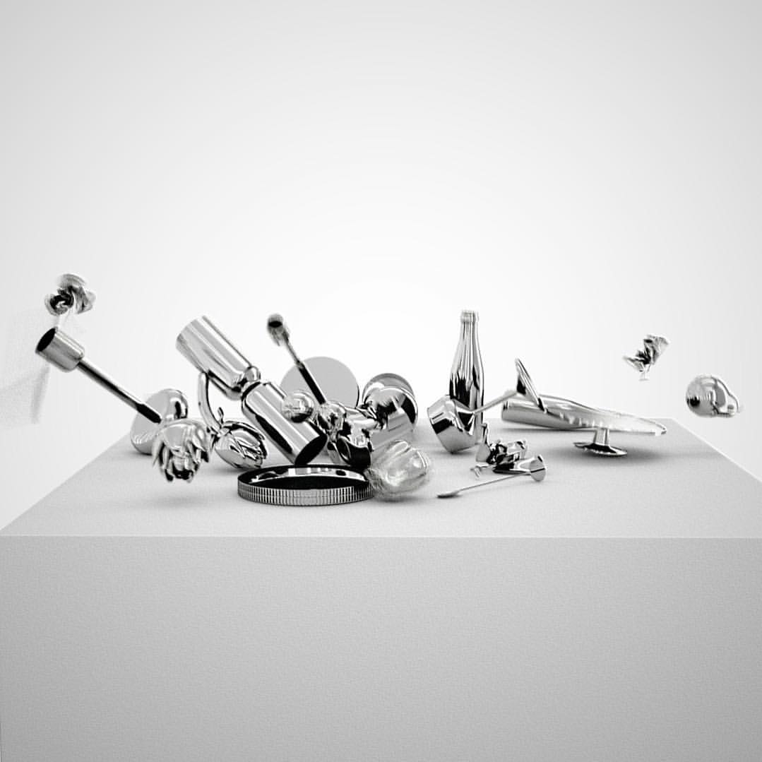 LionBeach3D's tweet photo. Experimental still life for @Nightingale_be #NightingalePeepshow #Voyeuristicscenery #chrome #blender #C4D https://t.co/yCUDTZTeqe