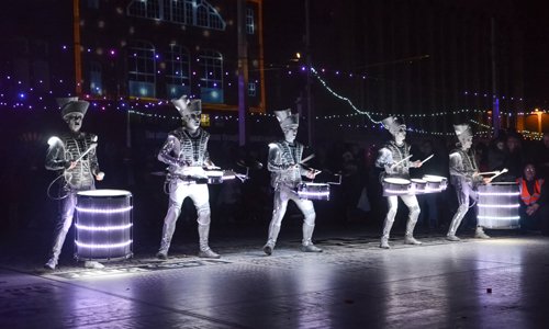 visitBlackpool's tweet photo. They're back! Who's ready for the thrumming and drumming of Spark! by @wbmusic? Join us on the Comedy Carpet at 21:30 to party! https://t.co/FNMaAAlbDe