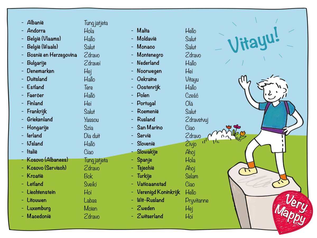 VeryMappy's tweet image. Het is 'Zeg eens Hoi Dag".
Daarom groeten wij jullie in álle Europese talen!