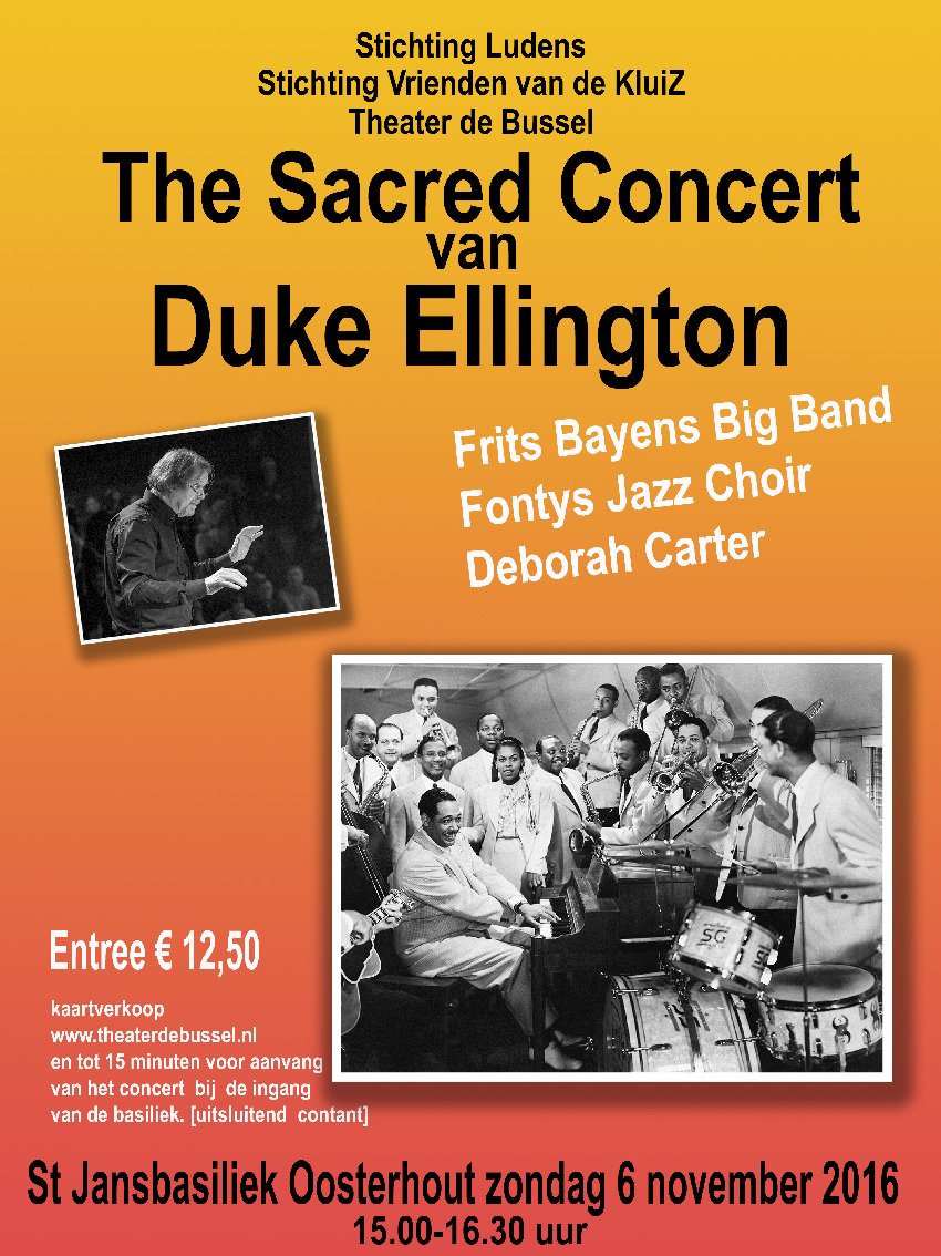 vvvoosterhout's tweet photo. Oosterhout heeft op 6 november een primeur met een bijzonder concert in de St-Jansbasiliek: 'The Sacred Concert' van Duke  Ellington https://t.co/g16dTgqWFE