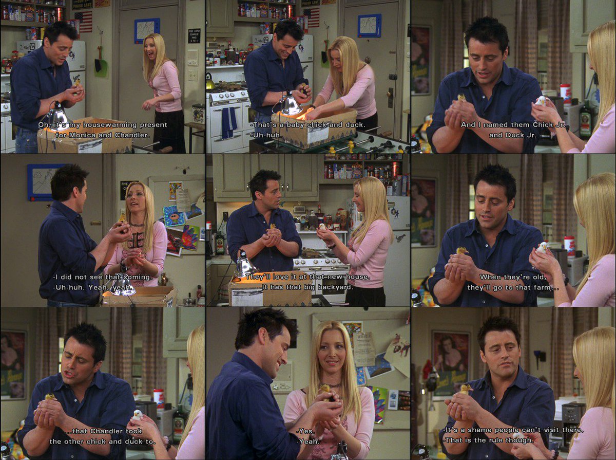 Joey: that farm that Chandler took the other chick \u0026 duck to #Phoebe: Yes  J: Yeah. Its a shame people can't visit there P: That is the rule, image size:1200x895