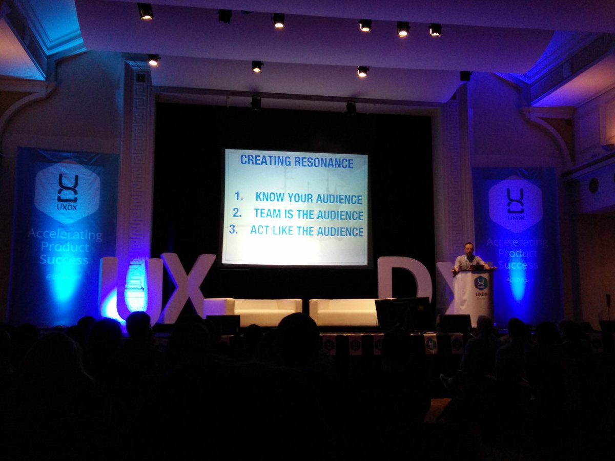 Neilod86's tweet photo. When someone thinks "this was made for me" great speaker @ts_george @uxdxconf #UXDX16 #resonantdesign https://t.co/GsGf0tp58A