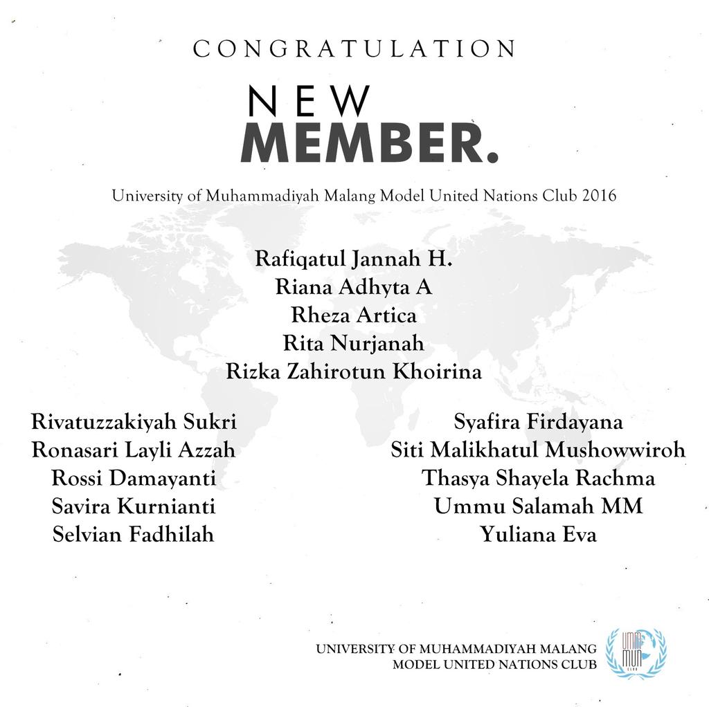 Congrats! New Member UMM MUN CLUB 2016.Next Meeting 6 Nov 2016 LAB.HI 9am.Bring ur Position Paper(Hard/soft file)