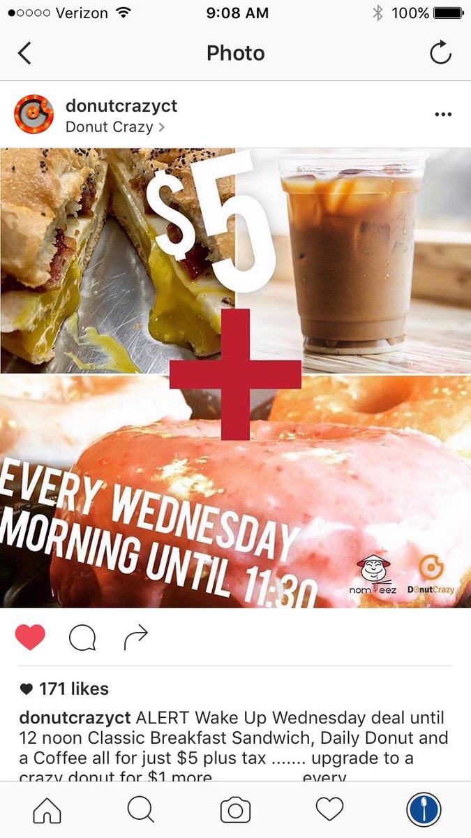 spoon_yale's tweet photo. This is a PSA - $5 donut, breakfast sandwich and coffee deal from @DonutCrazyCT #HappyHumpDay https://t.co/wOZgz71QZ2