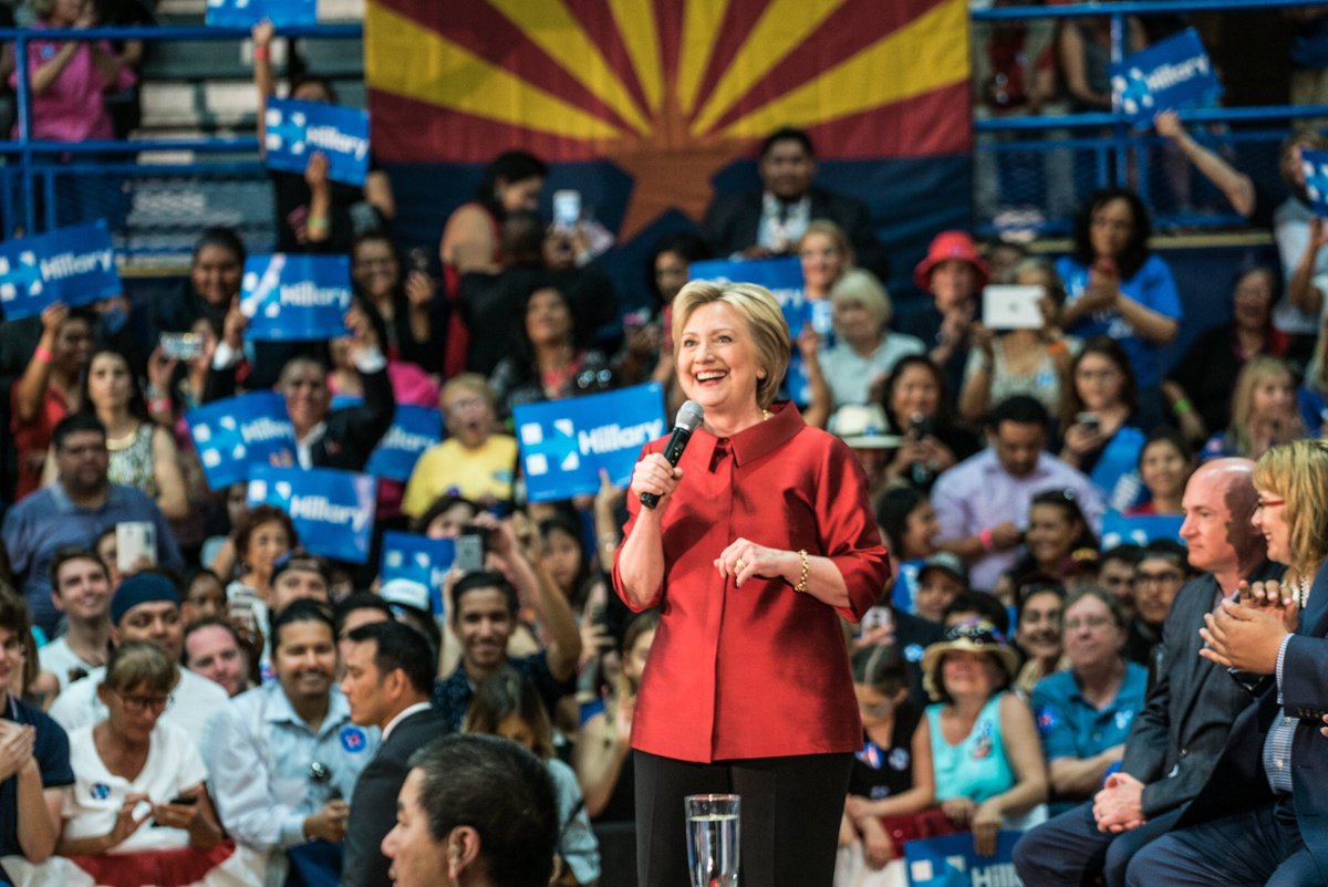 AdamParkhomenko's tweet photo. Lots of fun talk as always on twitter. But the fact is Hillary is in Arizona today! And it's turning blue. https://t.co/yoZnws5i7w https://t.co/yh1uUVaEpq