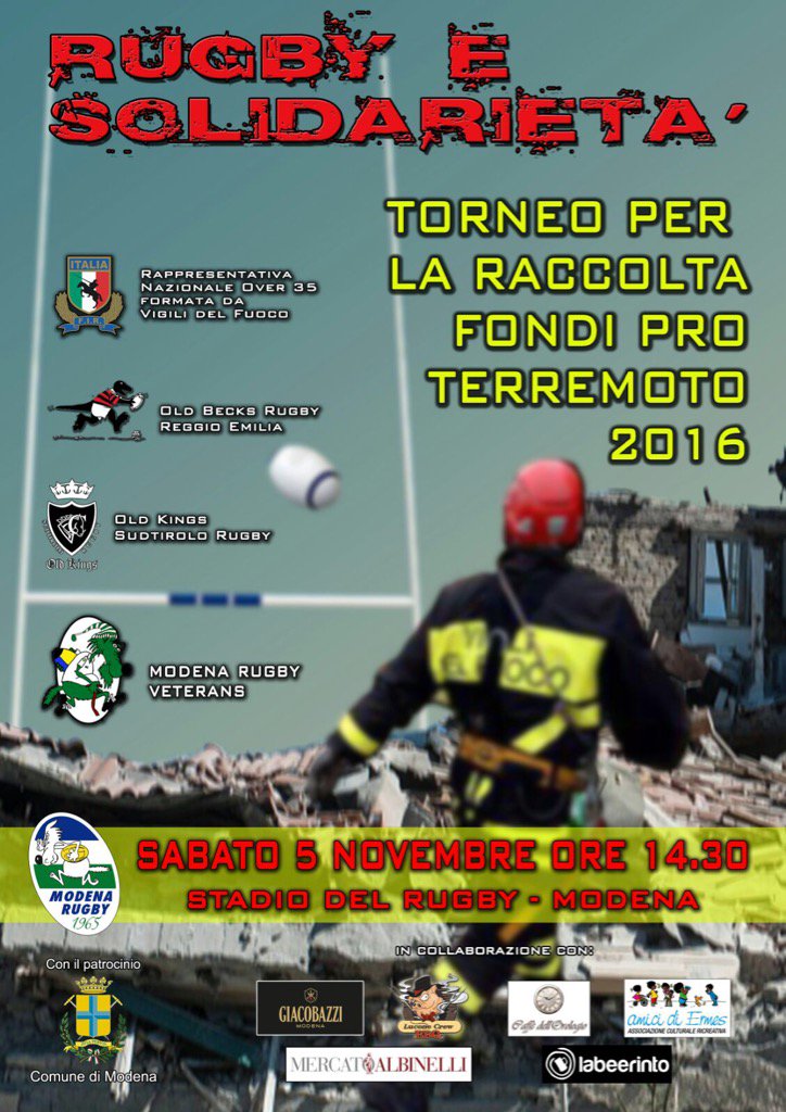 SimoneMoretti16's tweet photo. #stringiamociacorte #rugby @emergenzavvf #vigilidelfuoco #beneficienza #terremoto ! https://t.co/jWJRJhWEYF