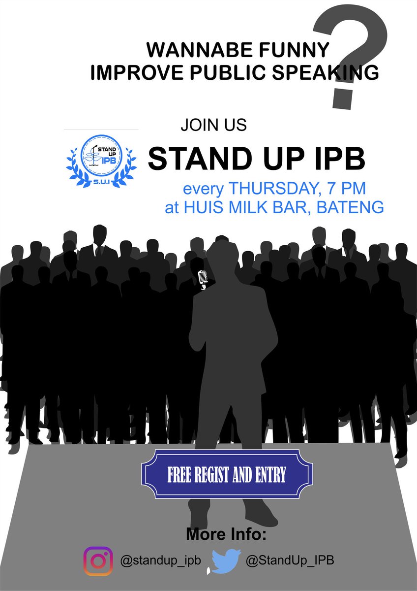 StandUp_IPB's tweet photo. Yuk Berbagi tawa di #OpenMicIPB BESOK di HuisMilkBar 7pm
@bobaronline @StandUpIndo_BGR @infobogor @bemkm_apsenbud @bemkmipb @BogorEvent https://t.co/gjfhhbJW9d