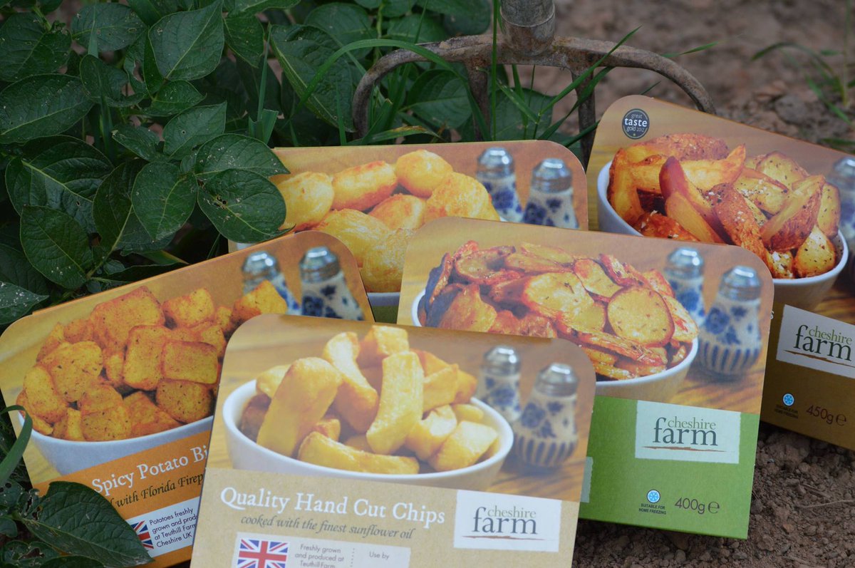 Potato products grown and produced at Teuthill Farm, Cheshire UK. Find stockists/order online: cheshirefarmchips.co.uk #bizhour #ukbizhour