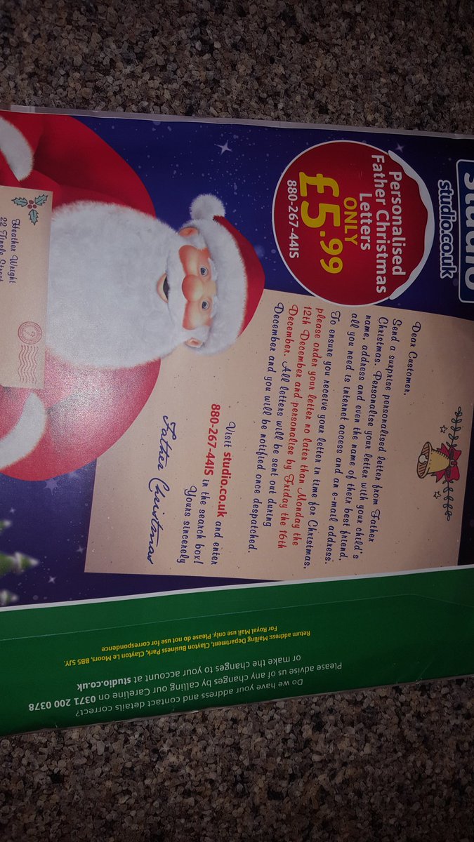 Vikibaillie1's tweet photo. Epic fail @24studio my 8 year old son just asked why your sending personalised  santa letters??? Why print this on the back of your mail?? https://t.co/cX3nWXe9zC