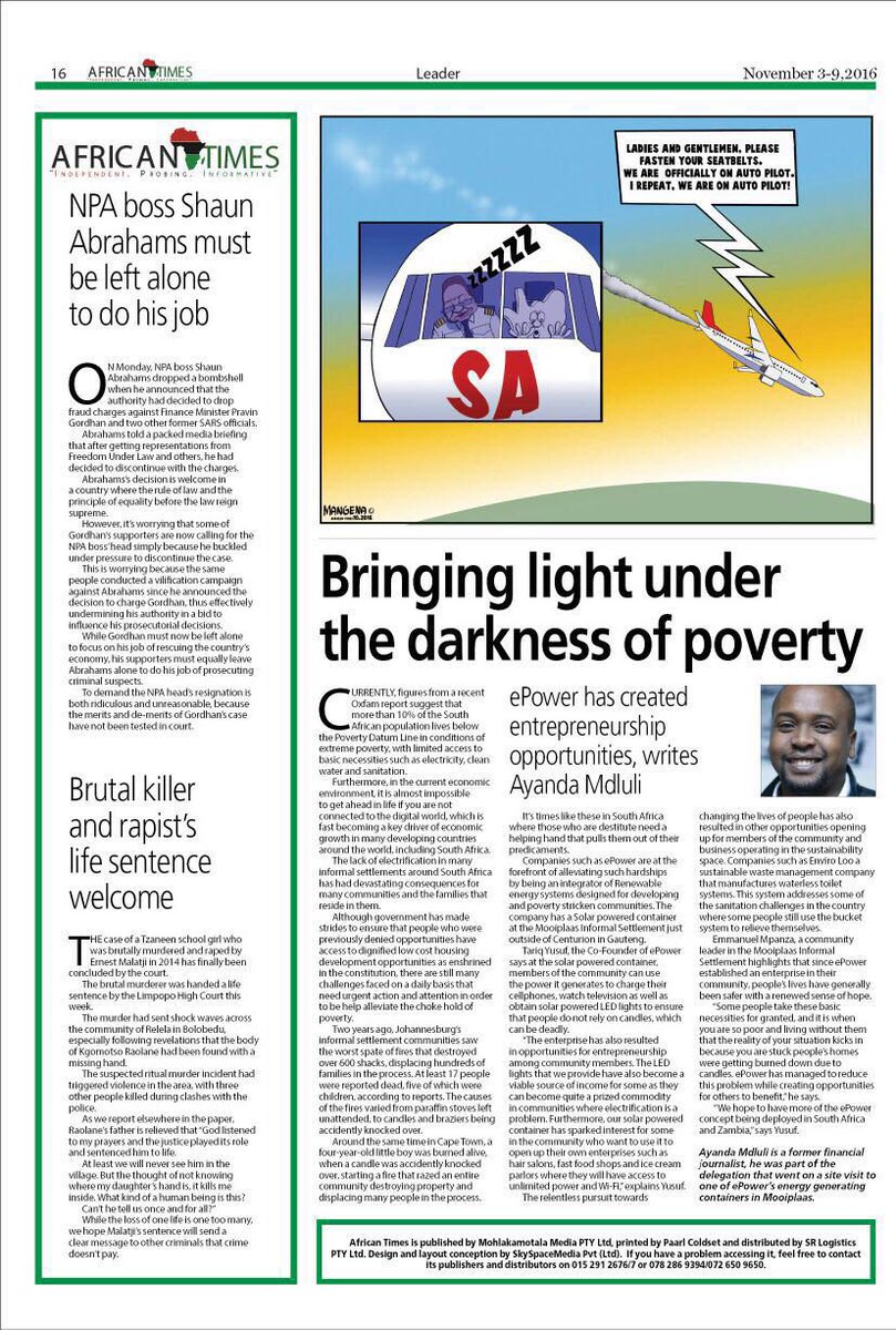 epower_energy's tweet photo. Thank you @AfricanTimesSA #ePowerHasASolution 🙏🏾 https://t.co/GB08SdGNN6