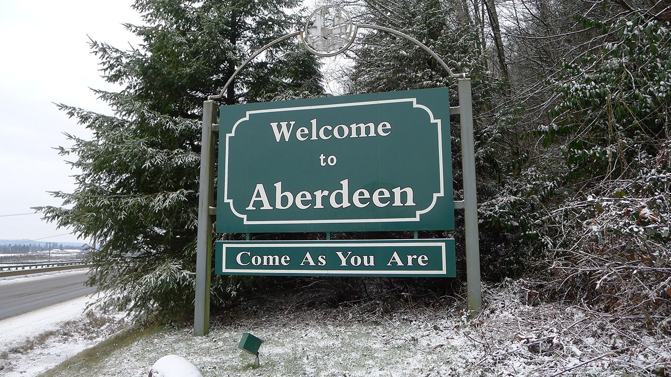 When you enter Kurt's hometown, Aberdeen, WA, you’ll come across this ...