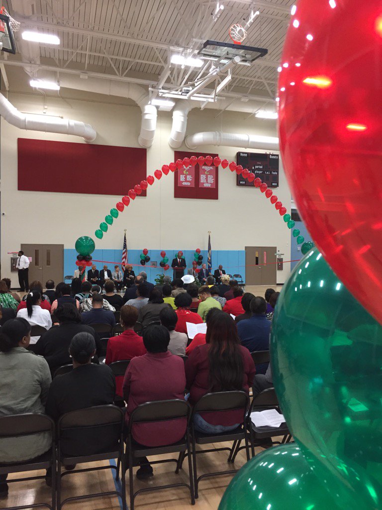 CrockettWDSU's tweet photo. Ribbon cutting at 1st school to return to lower 9th ward since #Katrina -- #MLKHS @wdsu https://t.co/XTKXkZkaQM