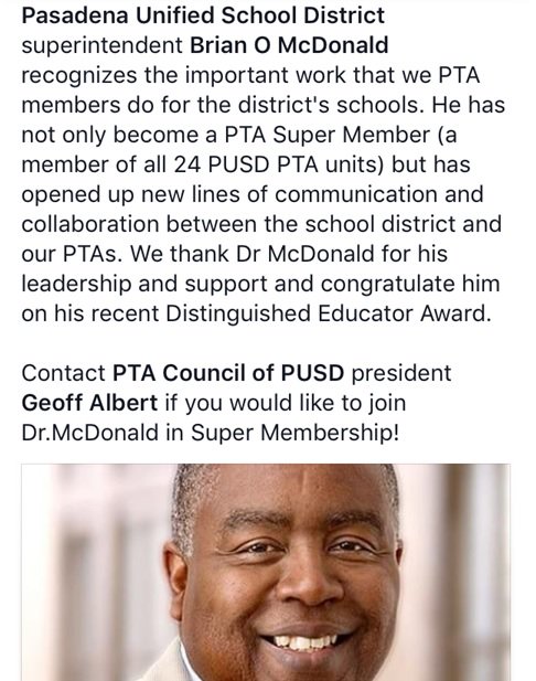 CaliforniaPTA's tweet photo. PTA members like @PasadenaUnified Superintendent Brian McDonald #dogoodthingsforkids -- way to go! #familyengagement #partnership #PTA4Kids https://t.co/JXUrymWCV8