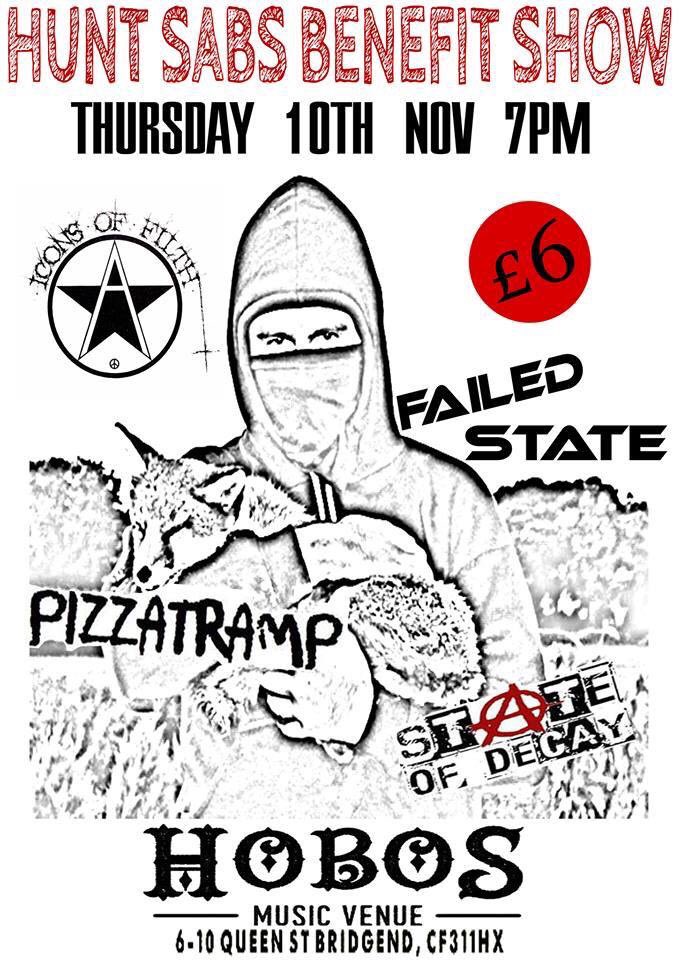 Great bands, good fun, all for a good cause! <a href="/HuntSabs/">Hunt Saboteurs Association</a> @hobosmusicvenue <a href="/ICONSOFFILTH/">ICONS OF FILTH</a> <a href="/stateofdecayuk/">stateofdecay</a> #punk #hardcore #pizzatramp #bridgend
