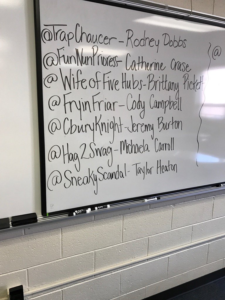 English Lit class creating Twitter accounts over The Canterbury Tales characters. Check them out! #Chaucer