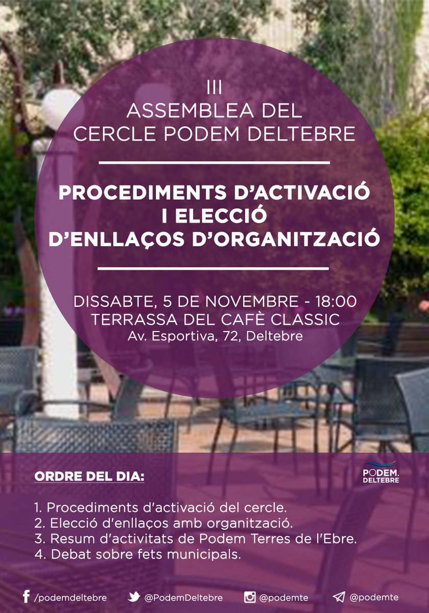 PodemDeltebre's tweet photo. Convocada una nova assemblea us esperem! https://t.co/ccmimpmc8A