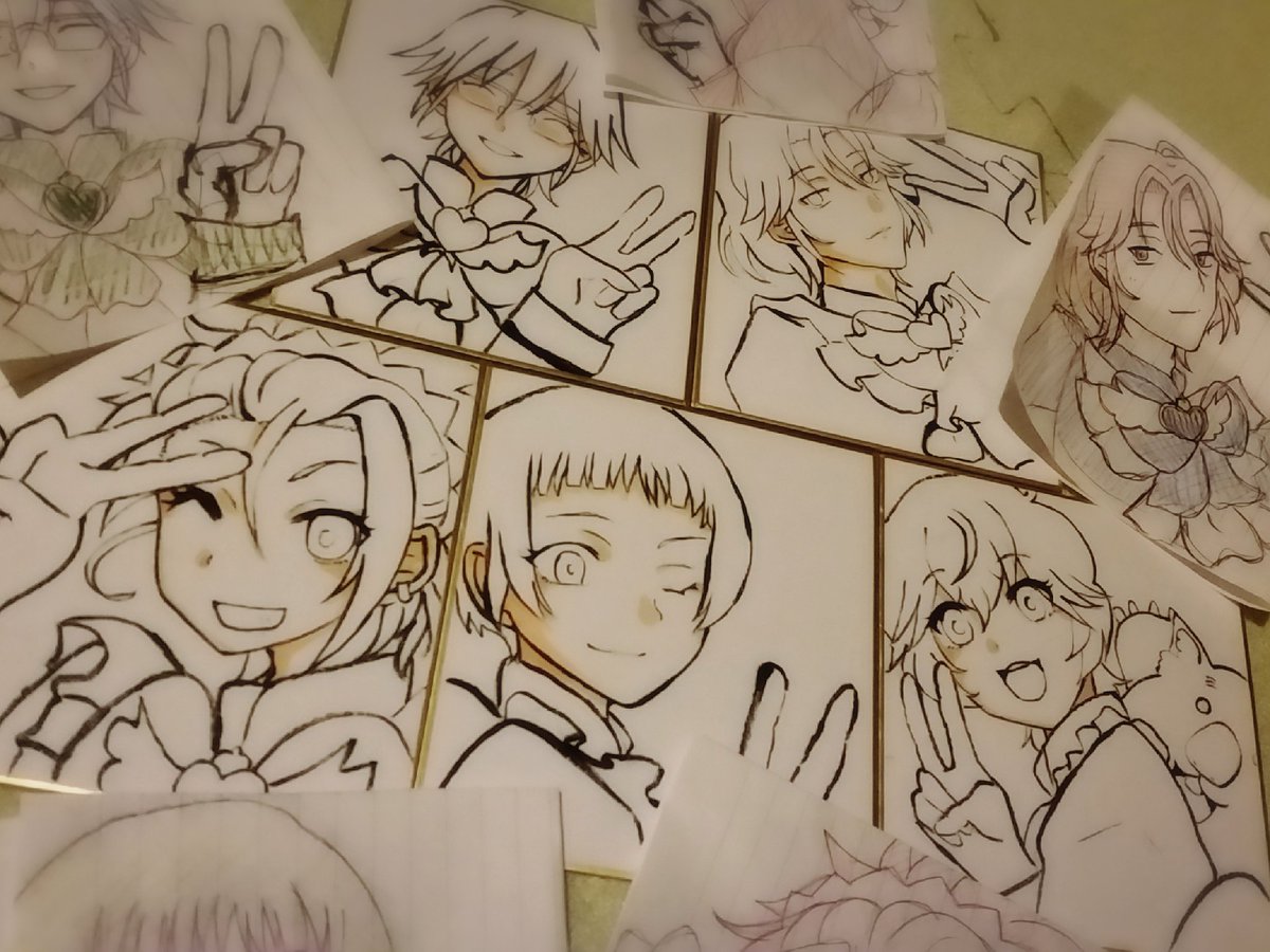LLLに向けての進捗。なんやかんやで見る専だったので、防衛部の絵を描くのは初めてだ…。描くのたのしいぞ防衛部! 