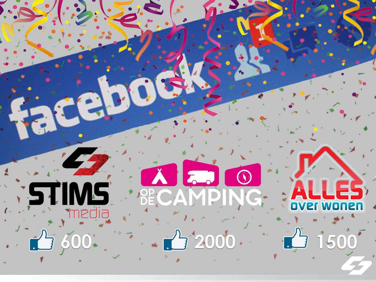 STIMSMedia's tweet photo. De Facebookpagina's van @AllesoverWonen1 @OpDeCampingTV en #StimsMedia hebben in totaal 4100 likes behaald. Hartelijk bedankt! https://t.co/Mabgek0FvT