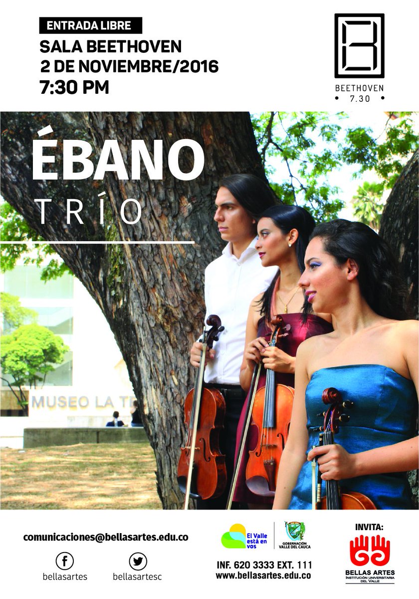 Beethoven730's tweet photo. @ebano_trio HOY!! 7:30 pm con un repertorio variado y especial para todo publico. #Violin #Viola #Pop #Rock #Clasico Sala Beethoven https://t.co/zSYUjeqF4K