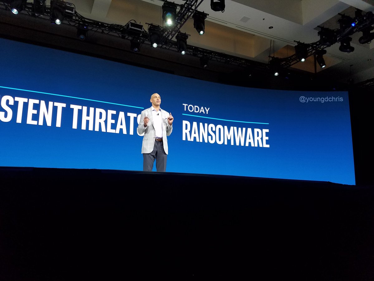 SteveGrobman's tweet photo. .@youngdchris on Ransomware impacting every aspect of our work and lives..even our cars #Focus16 @McAfee https://t.co/KzKHwxNAJc