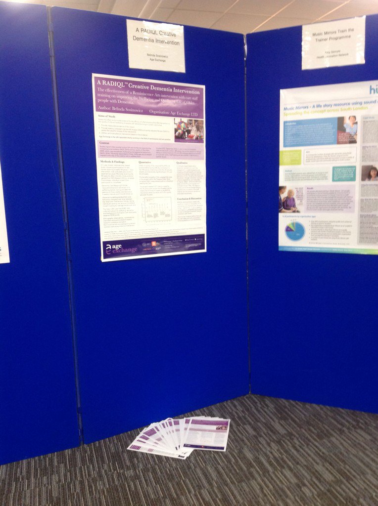 bsosinowicz's tweet photo. Happy to be presenting #arts nd #dementia research poster  @Age_Exchange #DCUK2016 https://t.co/hZWItjXyu2