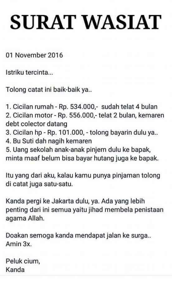 Mohamad Guntur Romli Sur Twitter Ini Contoh Surat Wasiat Buat 4