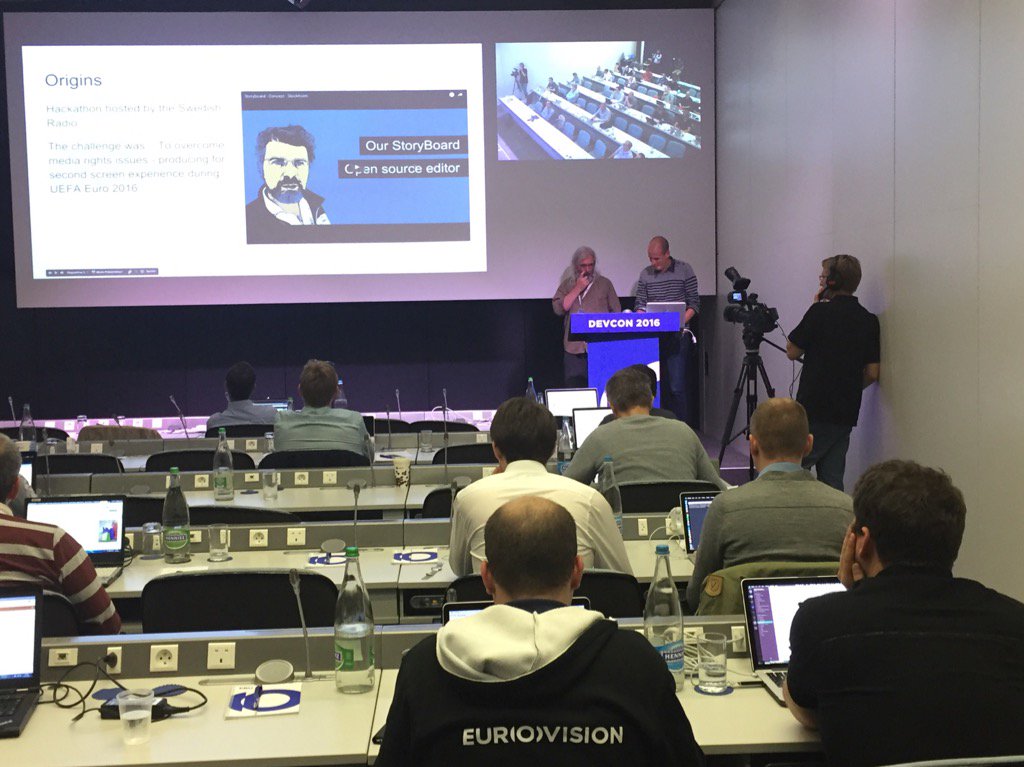 SportOnRadio's tweet photo. Introducing the @EBU_HQ #StoryBoard to #EBUDevCon
A tool supported by @CillaBenko @jakobsillen @fretsolvel https://t.co/mfkybSCC5k