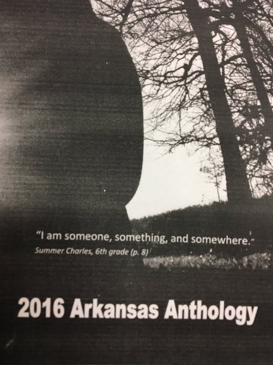 LISANorthK_5's tweet photo. 7th grade student, Summer, quoted on cover of Arkansas Anthology #actela #writing https://t.co/h35F3zyiu4