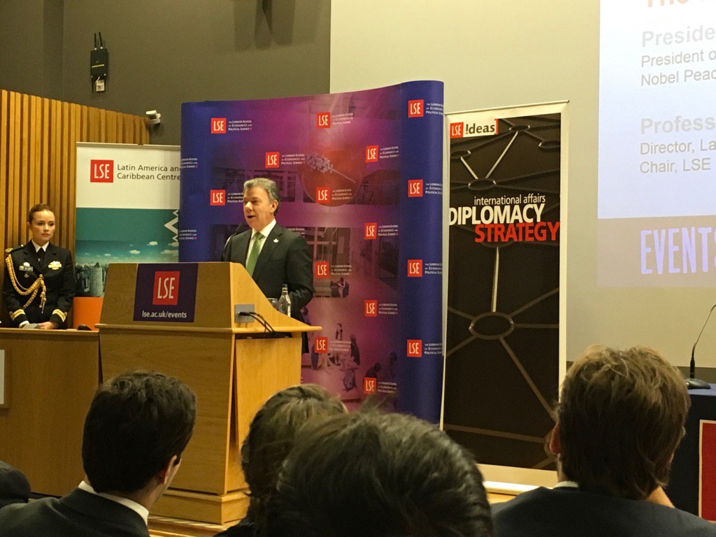 The President is speaking #LSEColombia at LSE https://t.co/yZWo1yDgc0
