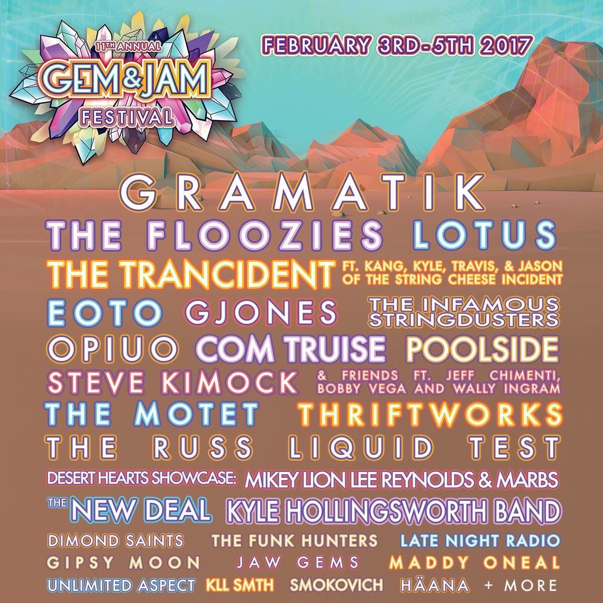 GemandJamFest's tweet photo. #lineup @Gramatik @flooziesduo @LotusTweets #thetrancident @EOTOmusic @gjonesbass @stringdusters @OPIUO @comtruise https://t.co/IwlaWylsP4