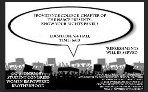 FriarDiversity's tweet photo. The PC Chapter of the N.A.A.C.P. will be having a Know Your Rights Panel TODAY at 6:00PM in '64 Hall. Check it out! https://t.co/9KI0maCxDj