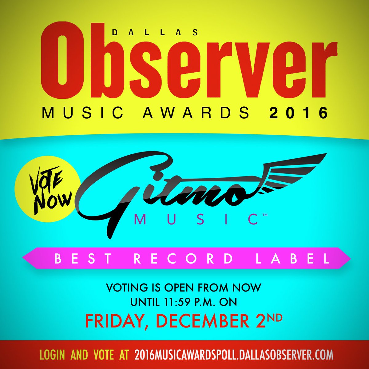 GitmoMusic's tweet photo. Vote @GitmoMusic @DObserverMusic - Best Record Label.
#Gitmo #GetMoreWithGitmo
https://t.co/NJHYYBzXVm https://t.co/UOQD7LeRci