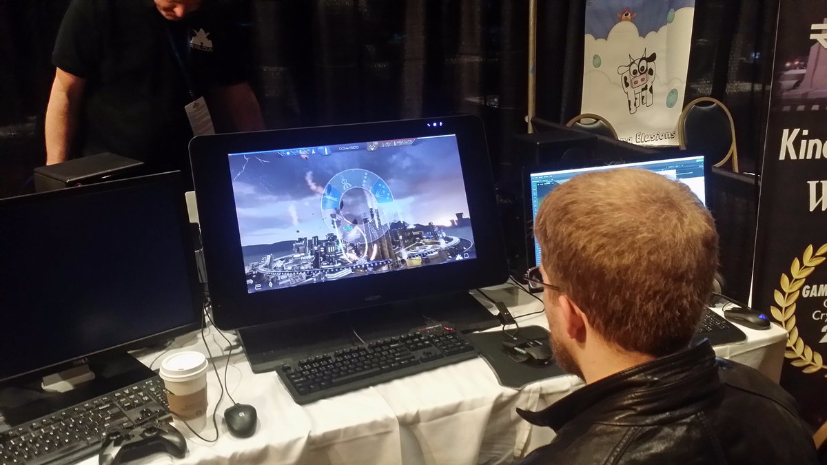 RailgunGame's tweet photo. Demo build for Railgun at GameACon in Atlantic City NJ. #indiedev #gamedev #Stingray #Autodesk https://t.co/xyXaXOeE1m