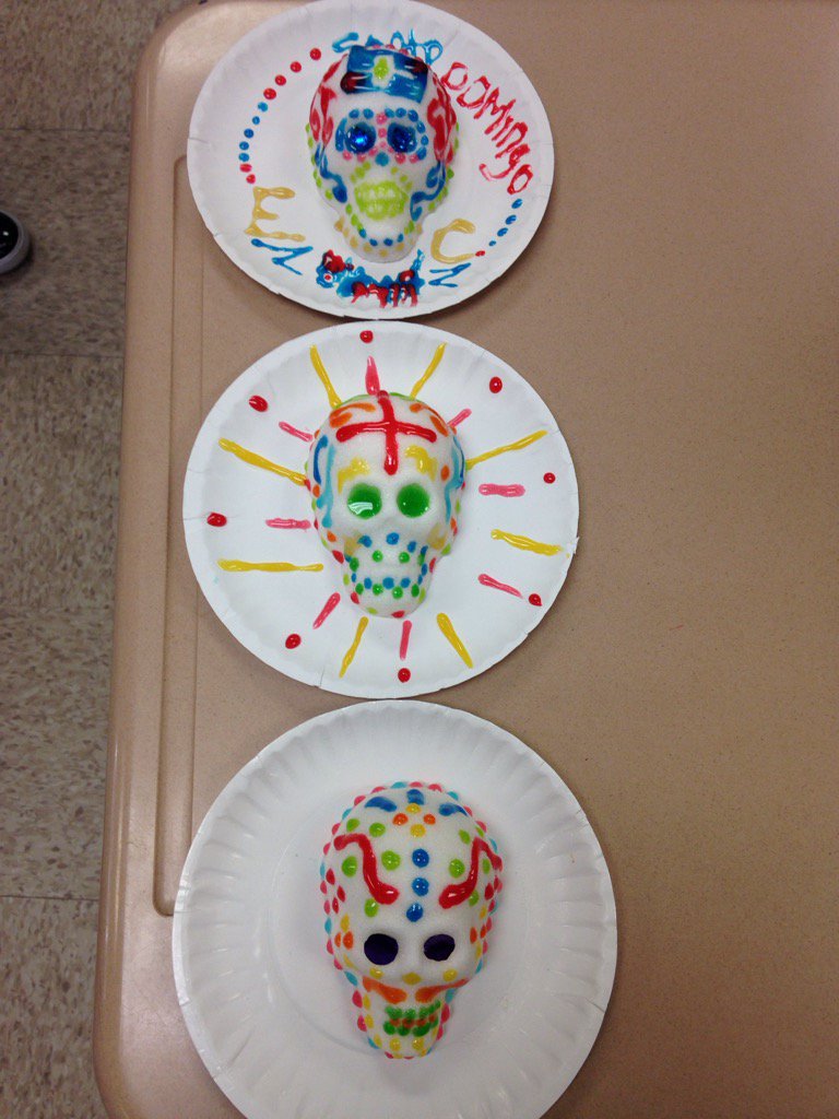 kemoser's tweet photo. Beautiful sugar skulls by Ms. Martinez's Spanish III class for the annual Día de los muertos celebration.@RDGschools https://t.co/R80s4JndoL