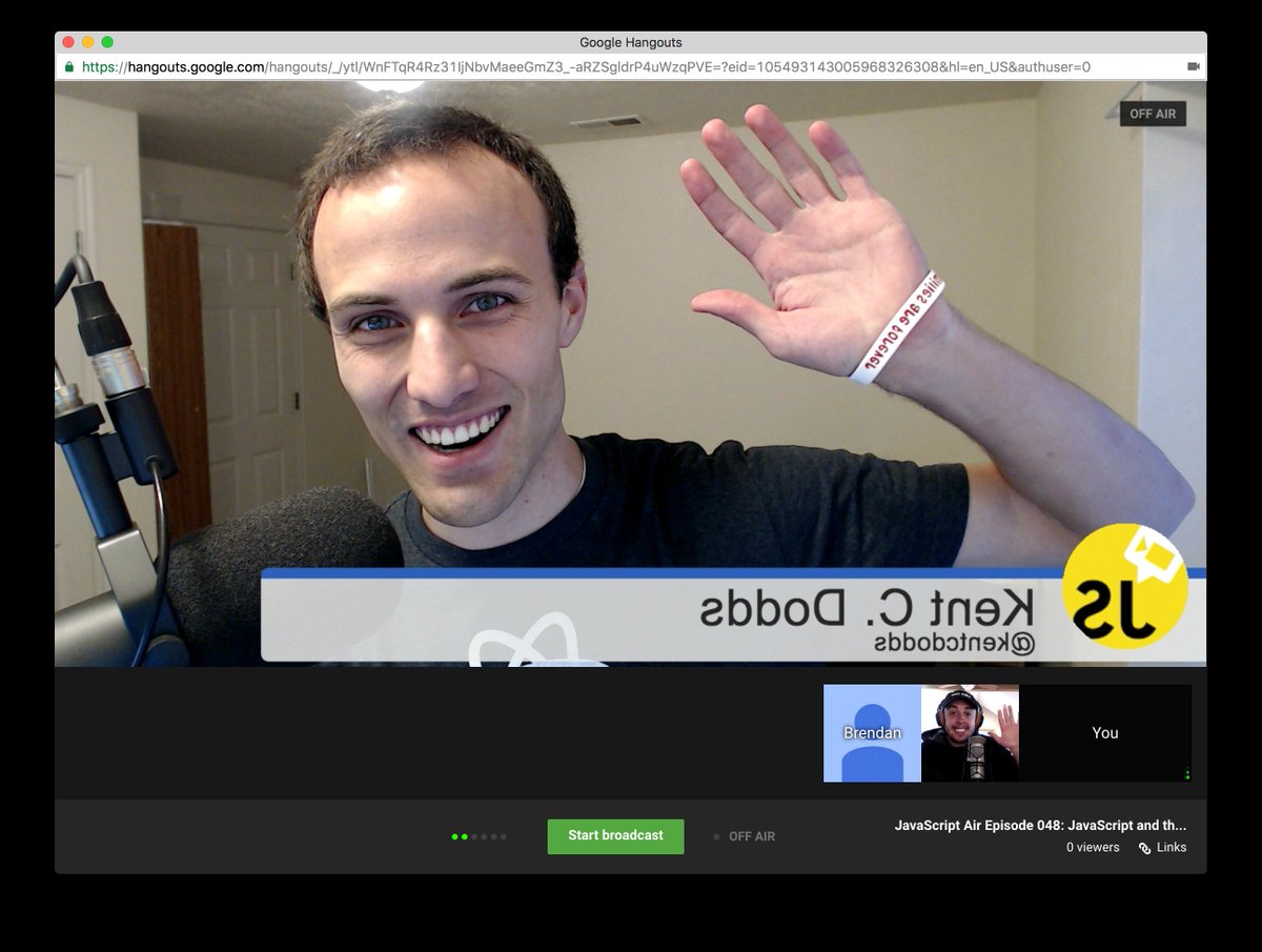JavaScriptAir's tweet image. We&apos;re getting started with the grand finale! &quot;JavaScript and the Web Platform&quot; live w/ @brendaneich jsair.io/finale 👋
