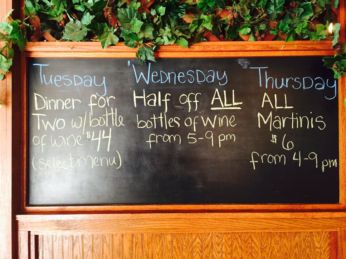 Check it out #AnnArbor launching our new weekly specials! Today 1/2 off bottles of wi e from 5pm-9pm! Thursday $6 Martinis! <a href="/VisitAnnArbor/">VisitAnnArbor</a>