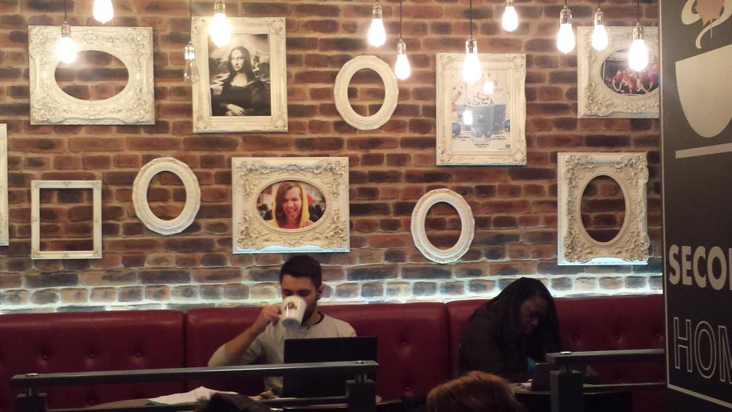 BhamPokewalk's tweet photo. Birmingham #Pokewalk founder Harvey McDonald's face seems to have taken up permanent residence at Second Cup cafe 😂 https://t.co/nkjQqhDuzA