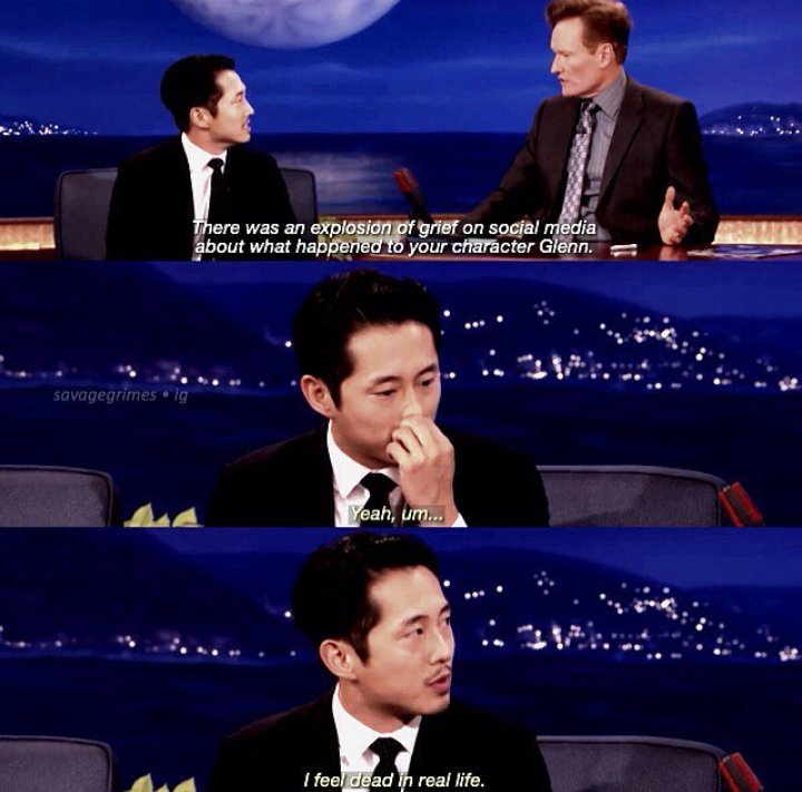 ArgentinaDead's tweet photo. #TeCuento que @steveyeun se siente muerto en la vida real, con la reacción del fandom, luego de la muerte de #Glenn https://t.co/gly1SNpRpL