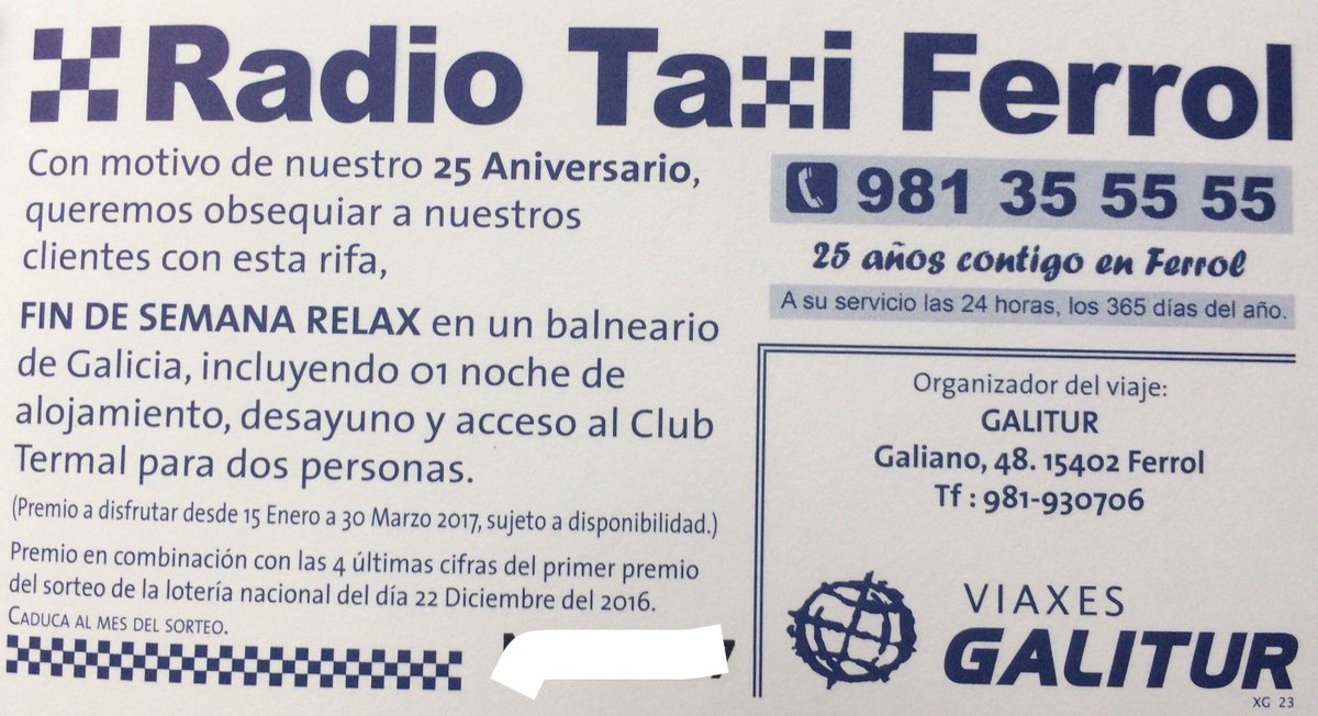 radiotaxiferrol's tweet photo. Te gustaría un finde en un balneario de Galicia? Cada servicio que hagas con Radio Taxi Ferrol te regalamos 1 papeleta😉. 981 35 55 55 https://t.co/D2GVtl8KLZ