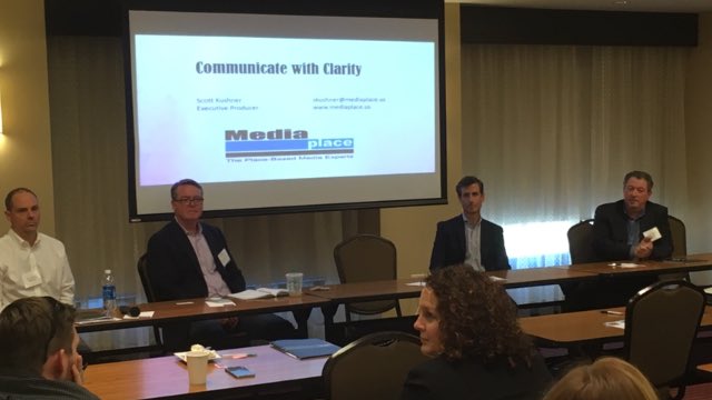 MediaPlaceNYC's tweet photo. We joined members of Predict Ventures, #Bloomberg &amp; @gablecompany to talk communication at the Interactive Digital Signage Conference! https://t.co/Il2ItKt4cX