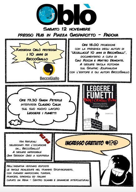 nuvoleonline's tweet photo. Sabato 12 novembre a #Padova #Leggereifumetti e #Uccellacci #10annidibeccogiallo https://t.co/bbNu9r4mwl