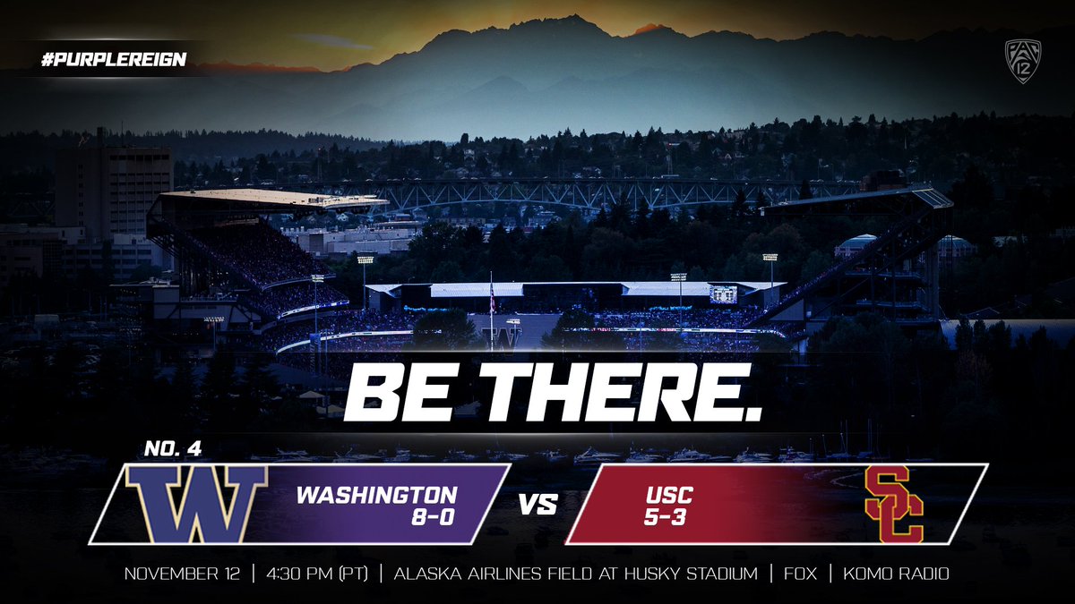 Be at the #GreatestSetting on November 12 at 4:30 PM (PT) as Washington takes on USC. #PurpleReign

Bring the noise: gohski.es/2ddtXcQ