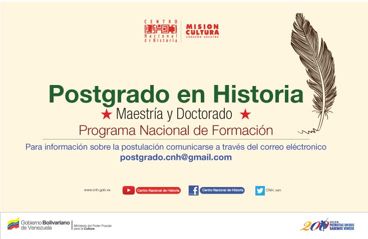 CNEH_Ven's tweet image. En nuestra página web esta disponible el plan de estudios del PNFA en Historia. Ingresa a: goo.gl/iaTG55 y conoce los detalles.