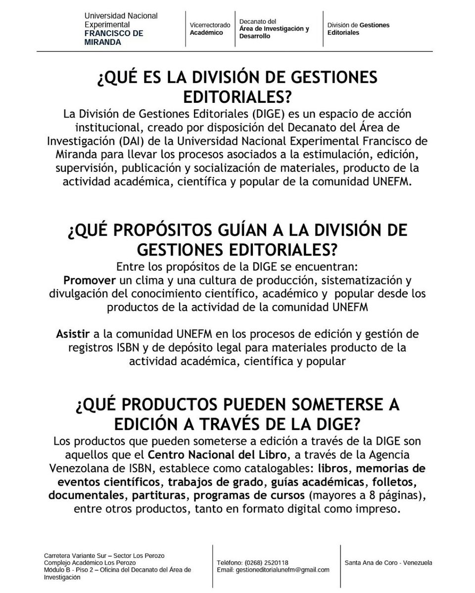 ciseunefm's tweet image. División de Gestiones Editoriales 📚

Más información: gestioneditorialunefm@gmail.com