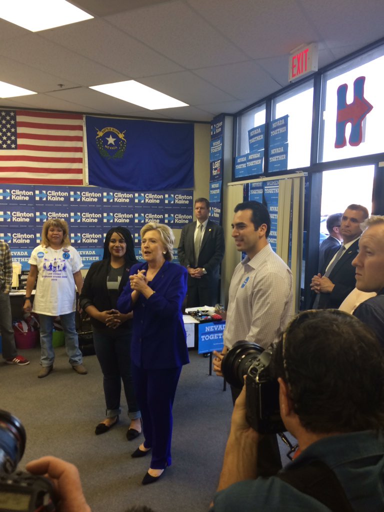 NancyMJuarez's tweet photo. Hillary visiting our North Las Vegas office and showing support for @RubenKihuen. #NV04 #NevadaTogether https://t.co/iFD7oLZkgE
