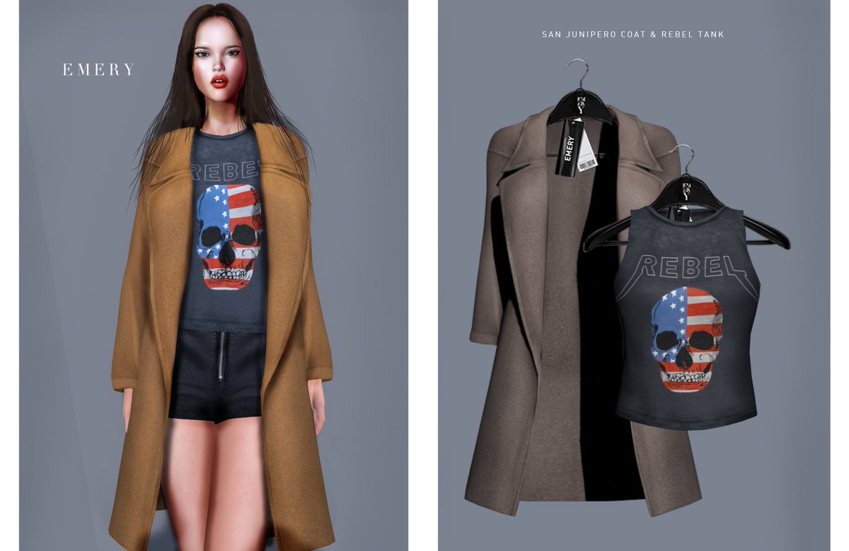 SunamiBeck's tweet image. The San Junipero Coats &amp;amp; Rebel Tanks are now out at Fameshed and will be during the November Round! maps.secondlife.com/secondlife/FaM…